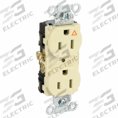 HUBBELL Receptacle: Duplex, 5-15, Ivory, 125V AC, 15 A, 2 Pole / 3 Wire (MPN IG15CRI) - General Purpose Receptacles