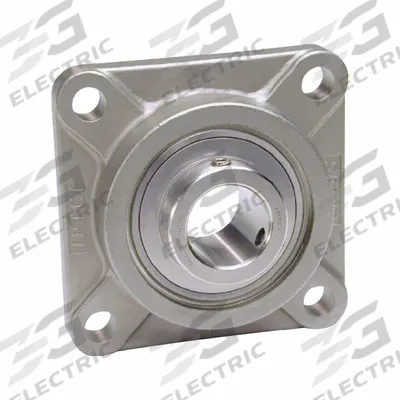 IPTCI BEARINGS 4 Bolt Flange Bearing: Radial Ball, 1 3/16 in Bore, SS, Set Screws - Washdown Flange-Mount Ball Bearings