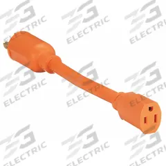 POWER FIRST Cord Adapter: 10 in Lg, 12 AWG, L5-20P Plug, 5-15R Receptacle, Orange, 125V AC (MPN 1FD77). Key specifications — Temperature Rating: 32° to 167°F; NEMA Plug Configuration: L5-20P; NEMA Receptacle Configuration: 5-15R; Brand: POWER FIRST.