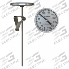TEL-TRU Clip On Thermometer: 50°F to 500°F /0°C to 250°C, +/- 1% Accuracy, 8 in Stem Lg (MPN LT330R-0809). Key specifications — Temperature Units: Fahrenheit; Accuracy: +/- 1%; Brand: TEL-TRU.