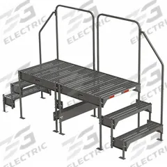 EGA Work Platform: 2.3 ft Platform Ht - Max, 34.6 in x 76.8 in, Steel, 500 lb Load Capacity (MPN CW6-27-3-6). Key specifications — Folding: Not Foldable; Mobility: Stationary; Use Location: Indoor; Brand: EGA; Color: Gray; Exit Direction: Right; Height Adjustability: Adjustable Height; Includes Handrails: Handrails Included.