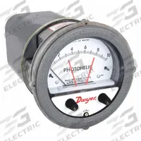 DWYER Differential Pressure Gauge & Switch: Single-Side, 1/8 in NPT Female, ±2% Gauge Accuracy (MPN A3010). Key specifications — Sensor Type: Diaphragm; Series: A3000 Photohelic; Housing Material: Die Cast Aluminum; Certificate of Calibration: Not Included; Gauge Accuracy: ±2%.