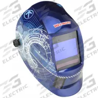 WESTWARD Welding Helmet: Auto-Darkening, 4 Arc Sensors, Graphics, Blue/White, W5-13, Digital, Nylon (MPN 44R236). Key specifications — Color: Graphics; Suspension Adjustment Type: Ratchet; Graphics: Blue/White; Viewing Area: 3.82 in x 2.44 in; Brand: WESTWARD; Grind Mode: Yes; Helmet Material: Nylon; Helmet Type_Original: Auto-Darkening.