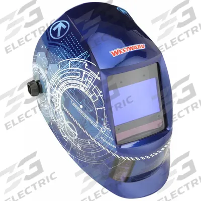 WESTWARD Welding Helmet: Auto-Darkening, 4 Arc Sensors, Graphics, Blue/White, W5-13 - Auto-Darkening Welding Helmets - Graphic