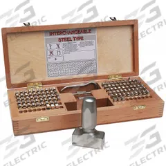 YOUNG BROS. STAMP WORKS Steel Type Kit: 3/16 in Character Ht, 3/4 in Shank Lg, Steel, Round-Face (MPN 51069RF). Key specifications — Characters Included: 0 to 8 (With 6 Serving as 9); Holds: 3/8 in; Brand: YOUNG BROS. STAMP WORKS; Material: Steel.