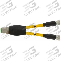 MURRELEKTRONIK Cordset: M12 Male Straight X (2) M8 Female Straight, PVC, Yellow, 0.3 m Cable Lg (MPN 7000-40821-0100030). Key specifications — Cable Jacket Color: Yellow; IP Rating: IP65; Wire Size: 0.25 sq mm; Brand: MURRELEKTRONIK.