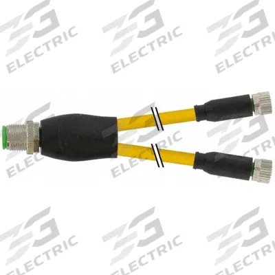 MURRELEKTRONIK Cordset: M12 Male Straight X (2) M8 Female Straight, PVC, Yellow - M12 x M8 Y-Distributor Cordsets with PVC Jacket for Flexing Applications