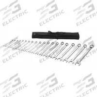 WESTWARD Combination Wrench Set: Alloy Steel, Chrome, 20 Tools, 6 mm to 25 mm Range of Head Sizes (MPN 54DF97). Key specifications — attr309520: Chrome; attr309519: Alloy Steel; attr324929: WESTWARD; attr309512: Pouch; attr309522: No; attr309533: No.