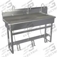 SANI-LAV Wash Station: 45 in Overall Ht, 57 in Bowl Lg, 8 in Bowl Dp, 0.5 gpm Flow Rate, 16 ga (MPN 56FSL-0.5). Key specifications — Includes Side Splash: Side Splash Not Included; Brand: SANI-LAV.