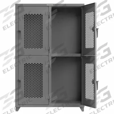 STRONG HOLD Locker: 48 in x 24 in x 75 in, Ventilated, 2 Tiers, 2 Units Wide, Padlock Hasp - Ventilated Metal Wardrobe Lockers