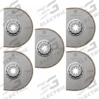 FEIN Oscillating Scraper Blade: 3 9/16 in Blade Wd, 3 9/16 in Blade Lg, Diamond Grit, 5 Pieces, 5 PK (MPN 63502166230). Key specifications — attr1097676: FEIN; attr1097658: Diamond Grit; attr1097655: Rounded.
