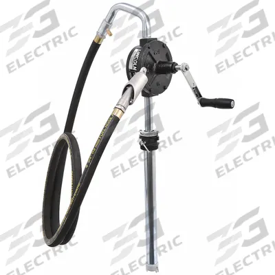 LINCOLN Hand Pump: Rotary Action, Pump with Hose, Nozzle & Spout, Cast Iron Housing - Rotary-Crank Drum Pumps