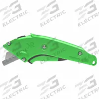 RITEKNIFE Utility Knife: 7 in Overall Lg, Textured, 2 1/2 in Overall Wd, Aluminum, Green, Button (MPN AS 100). Key specifications — attr307884: Button; attr307885: Steel; attr307882: Green; attr307878: Textured; attr307881: Aluminum; attr324892: RITEKNIFE.