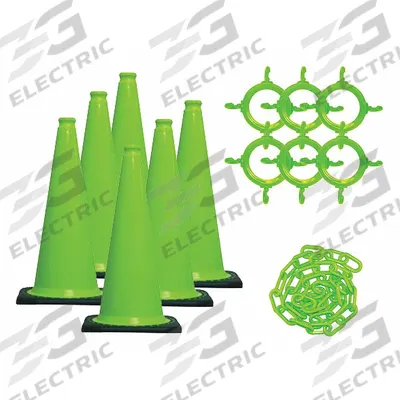 MR. CHAIN Traffic Cone: MUTCD/NCHRP-350, 28 in Cone Ht, Green, Non-Reflective, PVC - Traffic Cone Kits