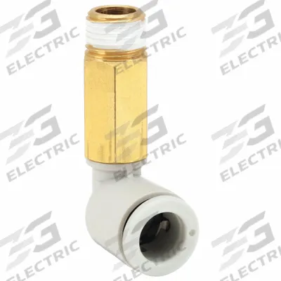 SMC Push-Fit Elbow Fitting: 16 mm OD x 3/8 in Pipe Size, Push-to-Connect x BSPT - Polybutylene & Brass Tube Fittings