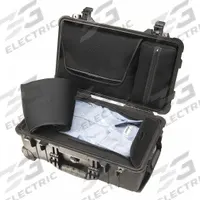 PELICAN Protective Case: 11 in x 19 3/4 in Inside, Dividers, Black, 2 Wheels, IP67, Latches (MPN 1510LOC). Key specifications — Handle Style: Over-Molded Handle; Brand: PELICAN; Case Closure Type: Latches.
