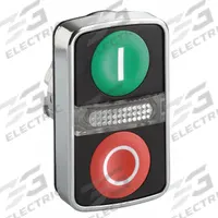 SCHNEIDER ELECTRIC Multihead Operator: Illuminated, 2 Button, Flush Profile, 22 mm Mounting Size (MPN ZB4BW7A3741). Key specifications — Brand: SCHNEIDER; Action: Momentary/Momentary; Legend: I; Series: XB4; Push Button Material Type: Metallic.