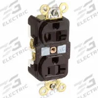 HUBBELL Receptacle: Duplex, 5-20, Brown, 125V AC, 20 A, 2 Pole / 3 Wire (MPN HBL5362WR)