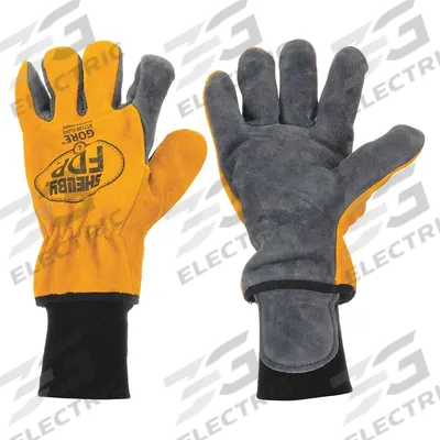SHELBY Firefighter Gloves: Brushed Pigskin Leather Palm, Cowhide Leather, Black/Gold - Structural Firefighting Gloves