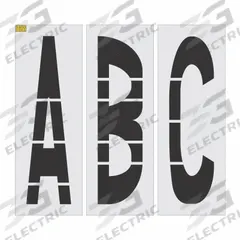 RAE Individual Stencil: A to Z/Blank ( ), 60 in Character Ht, 16 in Character Wd, A to Z/Blank ( ) (MPN 4370-060). Key specifications — Material: Low Density Polyethylene (LDPE); Includes: Spacer; Characters Included: A to Z; Brand: RAE; Included Characters: Blank ( ).