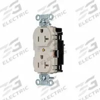 HUBBELL Receptacle: Duplex, 5-20, Light Almond, 125V AC, 20 A, 2 Pole / 3 Wire (MPN BR20STLA)