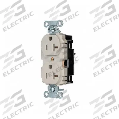 HUBBELL Receptacle: Duplex, 5-20, Light Almond, 125V AC, 20 A, 2 Pole / 3 Wire (MPN BR20STLA) - General Purpose Receptacles