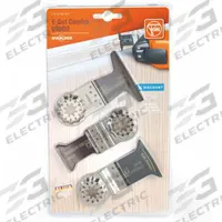 FEIN Oscillating Tool Blade Set: 3 Blades, Straight, Starlock Connection, Wood (MPN 35222967300). Key specifications — attr1140173: curved 2 in x 2 in; attr1097629: FEIN; attr1097591: Rockwell.