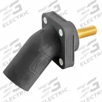 Single Pole Receptacle: Black, Angled Taper Nose Mating, Threaded Stud Termination, 600V AC/600V DC (MPN HBLMRASBK). Key specifications — Series: 16; Receptacle Gender: Male; Brand: HUBBELL.