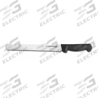 DEXTER RUSSELL Bread Knife: Scalloped, 17 in Overall Lg, Steel Blade, Sanitary Polypropylene Handle (MPN 31605B). Key specifications — Sub-brand: Basics; Brand: DEXTER RUSSELL; Blade Material: Steel; Blade Type: Scalloped; Handle Color: Black/White; Handle Material: Sanitary Polypropylene; Knife Type: Bread Knife; NSF Certified: Yes.