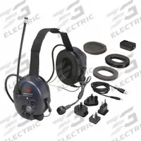 3M PELTOR Communication Headset: Behind-the-Neck Earmuff, 28 dB NRR, Listen/Talk, Blue, Foam/PVC (MPN MT73H7B4D10-NA). Key specifications — Cup Color: Blue; Intrinsically Safe: No; Connection Type: Headset to Headset and Bluetooth; Two-Way Radio Communication Type - MERCH: Listen and Talk; Includes: External Jack, Charger, Battery Pack; Brand: 3M PELTOR; Foldable: No.