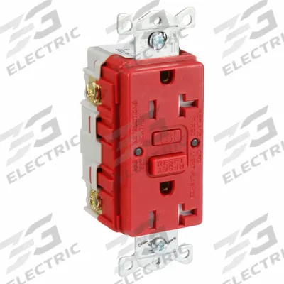 HUBBELL GFCI Receptacle: Duplex, 5-20, Red, GFCI, 125V AC, 20 A, 2 Pole / 3 Wire (MPN GFRTR20R) - General Purpose Receptacles