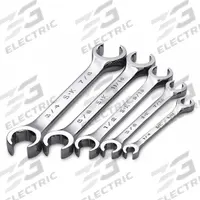 SK PROFESSIONAL TOOLS Flare Nut Wrench Set: Alloy Steel, Chrome, 5 Tools, 0° Opening Angle (Deg.) (MPN 381). Key specifications — attr309703: Chrome; attr309694: No; attr309702: Alloy Steel; attr324936: SK PROFESSIONAL TOOLS.