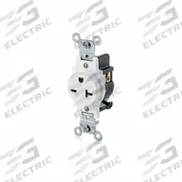 LEVITON Receptacle: Single, 6-20, White, 250V AC, 20 A, 2 Pole / 3 Wire (MPN 5821-W)