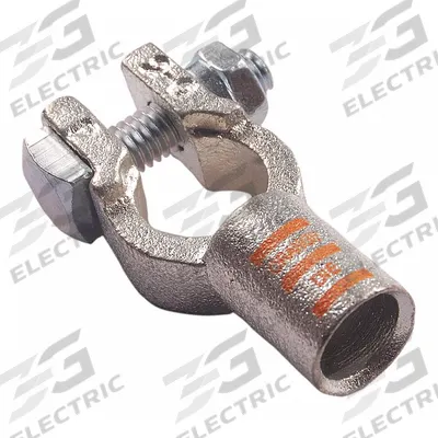 WESTWARD Battery Terminal: Straight, Crimp, 2/0 ga, Orange Color, Positive - Straight Alignment