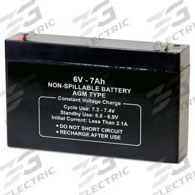 APPROVED VENDOR Sealed Lead Acid Battery: 6V DC, 7 Ah Capacity, 3.7 in Ht, 5.94 in Wd - AGM Sealed Lead Acid Batteries