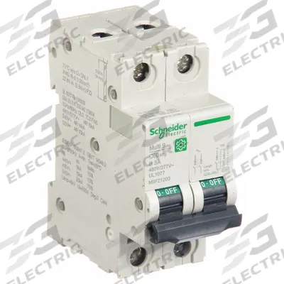 SCHNEIDER Supplementary Protector: 3 A Amps, 14kA at 240V AC, Screw Clamp, C60SP - B-Curve, 2-Pole UL1077 DIN Rail-Mount Supplementary Protectors