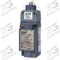 EATON Plunger Limit Switch: Plunger Actuator, Momentary/Momentary, Metallic, 8 ozf Op Force - Min (MPN E50BS26P). Key specifications — Manufacturer Part Number: E50BS26P; Brand: EATON; Electrical Connection: 8 ft Cable; Action: Momentary/Momentary; Series: E50; Body Material Type: Metallic; Actuator Type: Plunger.