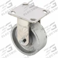 APPROVED VENDOR Plate Caster: Rigid, No Brake, Iron, 5 in Wheel Dia, 2 in Wheel Wd, Slot, Rectangle (MPN P21R-D050R-14). Key specifications — Wheel Bearing Type: Roller; Wheel/Tread Color: Black; Brand: APPROVED VENDOR; Caster Type: Rigid.