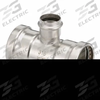 VIEGA PROPRESS Crimp Tee Fitting: 3 in CTS x 3 in CTS x 1 1/2 in CTS Size - Potable Water Stainless Steel Press Fittings