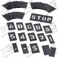 C.H. HANSON Stencil Set: 0 to 9/Ampersand (&)/A to Z/Dash (-)/Dollar Sign ($)/Period (.), PVC (MPN 10191). Key specifications — Includes: Small Space; Characters Included: 0 to 9; Interlocking Orientation: Horizontal; Brand: C.H. HANSON; Included Characters: A to Z.