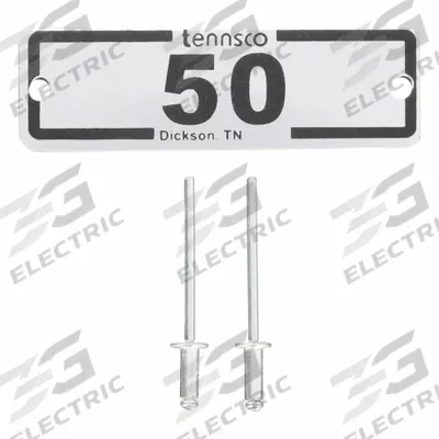 TENNSCO Locker Number Plate: 2 3/8 in x 3/4 in, 25 Plates, 26 to 50, Aluminum - Number Plates