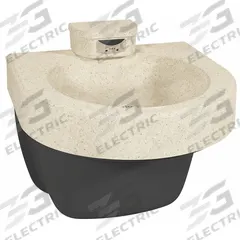BRADLEY Wash Fountain: Sand, Terreon®, D-Shape, 21 1/4 in Overall Wd, Std Drain, 1 Stations (MPN S93-725). Key specifications — Bowl Shape: D-Shape; Drain Type: Standard; Color: Sand; Brand: BRADLEY; Series: SafeCare; Sink Material: Terreon®; ADA Compliant: ADA Compliant.