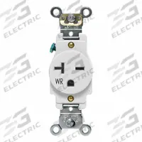 LEVITON Single Receptacle Outlet: Single, 6-20, White, 250V AC, 20 A, 2 Pole / 3 Wire (MPN W5461-W)