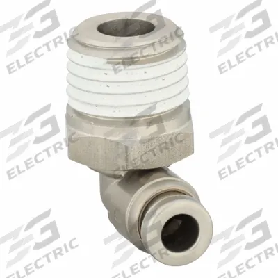 SMC Push-Fit Elbow Fitting: 5/32 in OD x 1/4 in OD Size, Push-to-Connect x MNPT - Stainless Steel Tube Fittings
