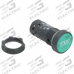 SCHNEIDER Flush Push Button: Green, 22 mm Mounting Size, Non-Metallic, Momentary (MPN XB7NA3133). Key specifications — Brand: SCHNEIDER; Action: Momentary; Legend: Start; Series: XB7; Push Button Material Type: Non-Metallic.