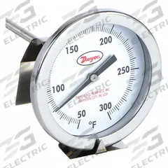 DWYER Clip On Dial Thermometer: 0°F to 220°F, +/- 2% Accuracy, 5 in Stem Lg, Fahrenheit (MPN CBT1750131). Key specifications — Accuracy: +/- 2%; Brand: DWYER; Temperature Units: Fahrenheit.