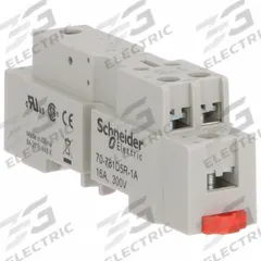 SCHNEIDER Relay Socket: 16 A Rating, DIN-Rail Socket Mounting, 5 Pins, L Socket, Std, Finger Safe (MPN 70-781D5R-1A). Key specifications — Brand: SCHNEIDER.
