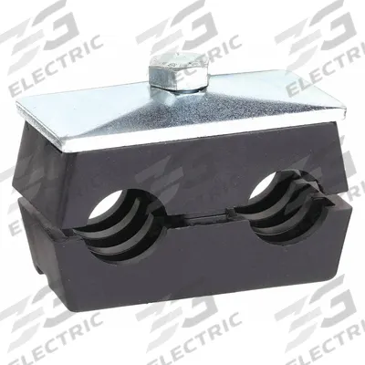 BEHRINGER PIPE SYSTEMS Vibration-Dampening Beta Clamp: Ribbed Bore, Steel Clamp, For 2 Lines (MPN R0T2025-PP) - Vibration-Dampening Textured Core Beta Clamps