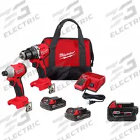 MILWAUKEE Cordless Combination Kit: 2 Tools, Drill/Driver/Impact Driver, 18 V DC Volt, M18™, 23Y581 (MPN 3692-22CT, 48-11-1850). Key specifications — attr1176460: Drill/Driver.