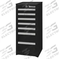 WESTWARD Side Cabinet: Black, 7 Drawers, Padlock, 15 1/2 in W x 18 1/16 in D x 33 13/16 in H (MPN 32H865). Key specifications — Brand: WESTWARD; Drawer Color: Black; Drawer Slide Type: Ball Bearing; Locking System: Padlock.